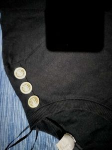 H&amp;M Black T-Shirt with Gold Buttons