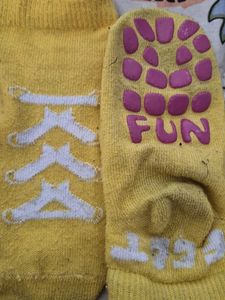 Anti Skid Yellow Socks with White Design