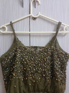 Olive Sequin Bodysuit Top