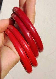 Vibrant Red Bangle Set - Traditional Charm