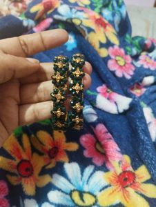 Heavy Golden Green Bangles