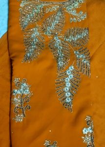 Embroidered Mustard Fabric