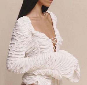 Chic Ruched Front Tie Long Sleeve Top