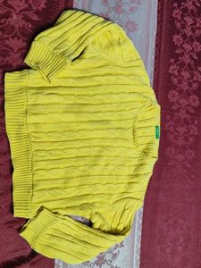 Benetton Yellow Cable Knit Sweater