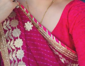 Elegant Pink gota pati saree with stitch blouse