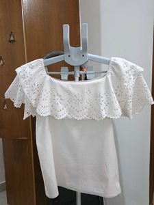 Chic Off-Shoulder Eyelet Top