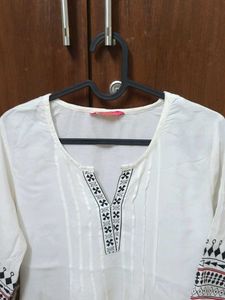 White Embroidered Kurti