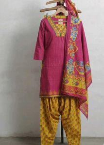 Vibrant Pink & Yellow Kurta Set