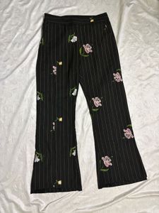 Y2K Embroidered Pinstripe Flare Pants