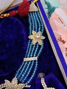 Stunning Blue Beaded Necklace &amp; Earring Set