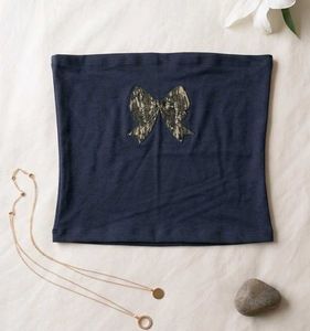 shein Navy Blue Tube Top with Bow