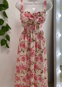 Vintage Rose Print Midi Dress