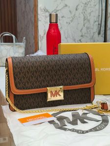 Michael Kors Brown with heavy chain shoulder bag