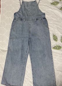 Light Wash Baggy Denim Overalls/dungarees