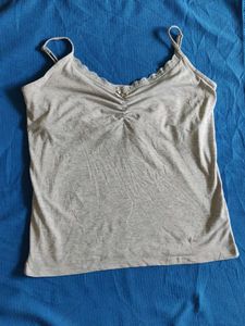 George Soft Grey Lace Trim Camisole Top