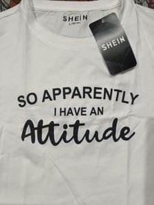 SHEIN White "Attitude" Graphic T-Shirt
