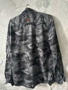 Camo Print Button-Down Shirt
