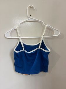 Blue Crop Top with White Trim