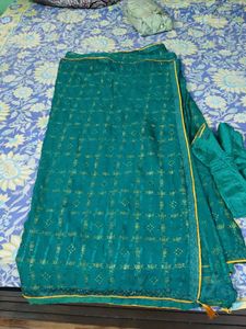 Green Saree with Stitched Blouse 💚