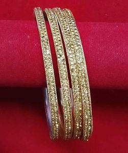 Set of Golden Bangles with Stones
