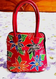 🔴 New Floral Pure Leather Handbag
