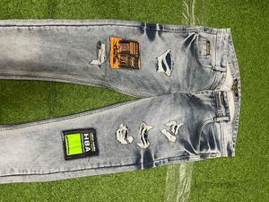 Stylish Distressed Patch Jeans