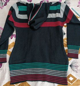 Striped Hooded Sweater Tunic