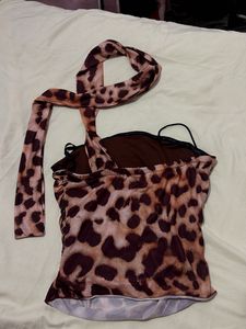 Leopard Print Halter Neck Top