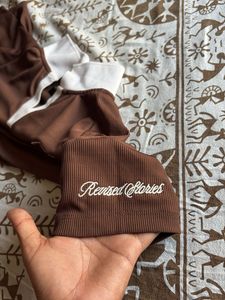 westside Brown Ribbed Polo Top
