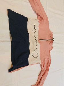 Colorblock Zip Neck T-Shirt
