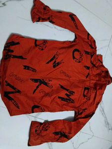 Kids Orange Graphic Print Hoodie