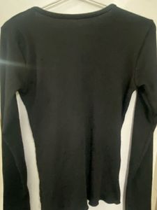 Black Long Sleeved Henley Top