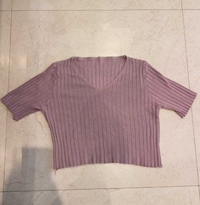 Ribbed V-Neck Cropped Top