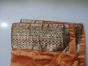 Embellished Rust Orange Art Silk Saree with Heavy