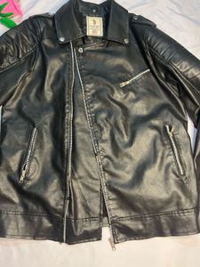 Men's Black Faux Leather Moto Jacket