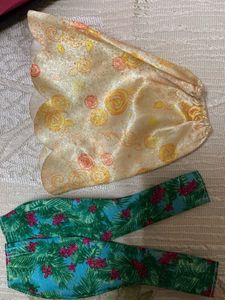 Sparkly Rose Skirt & Tropical Pants Set