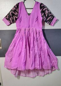 Vibrant Purple Ikat Print Gown