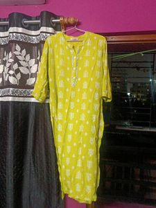 Yellow printed Kurta