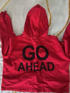 Red Cropped Hoodie "Don't Look Back"