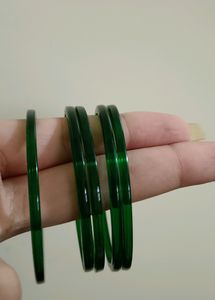 5 Piece Green Glass Bangles