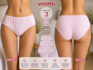Pack of 3 Pink Striped Cotton Briefs