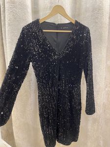 Sparkling Black Sequin Mini Dress