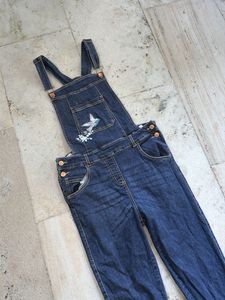 Embroidered Denim Overalls