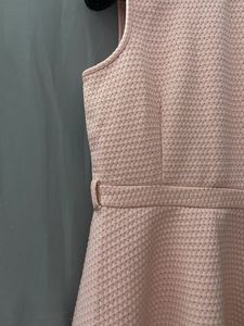Anabelle Pastel Pink Skater Dress With Pearl Chain