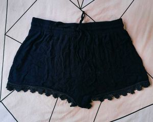 Black Lace Trim Shorts