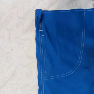 Blue Hooded Sleeveless Zip-Up Vest