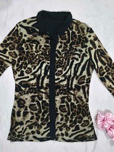 Vintage Animal Print Shirt Typ Top