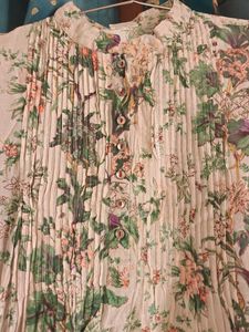 Floral Print Kurta with Mandarin Collar