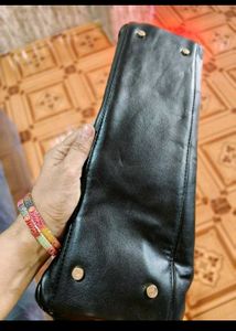 Stylish Black Leather Tote Bag