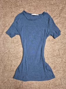 blue short sleeve y2k skims top